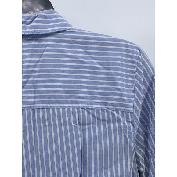 MADEWELL Women's Blue-White Striped Button-Up Boyfriend Tunic Top SZ M - Picture 4 of 12